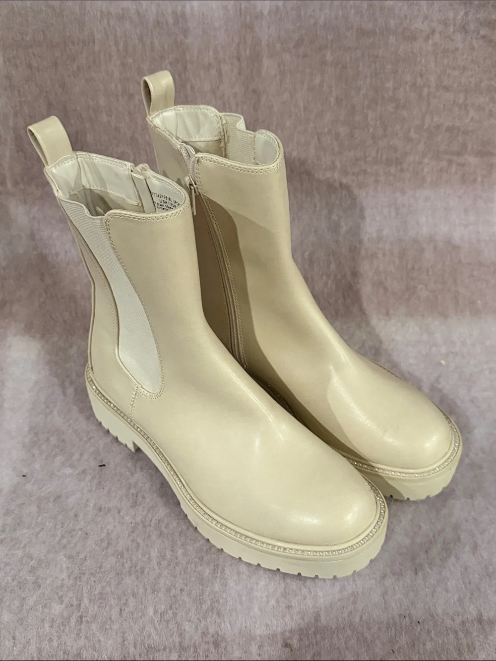 Time and Tru Cream Chelsea Lug Boots